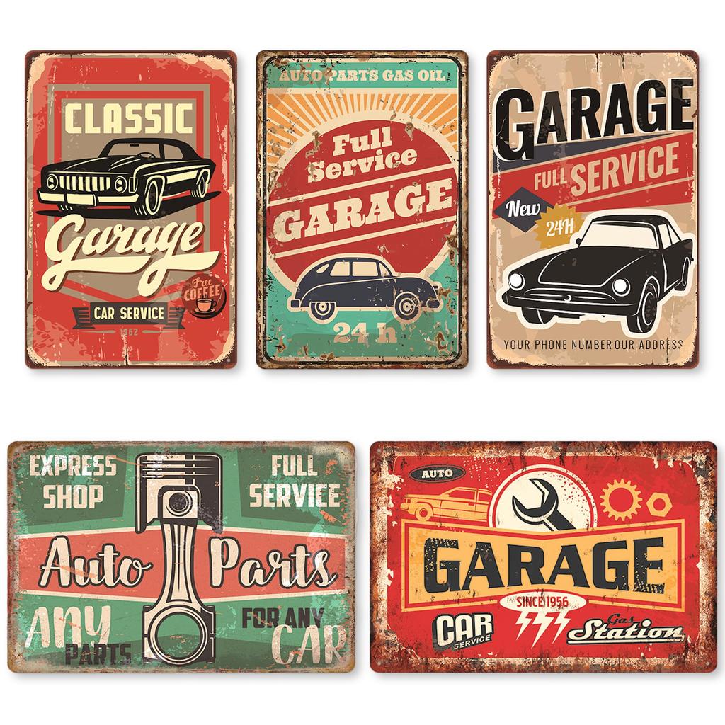 Lezalic Garage Tin Sign, Vintage Style, Wall Decor, Retro American Goods (GarageCar-02)