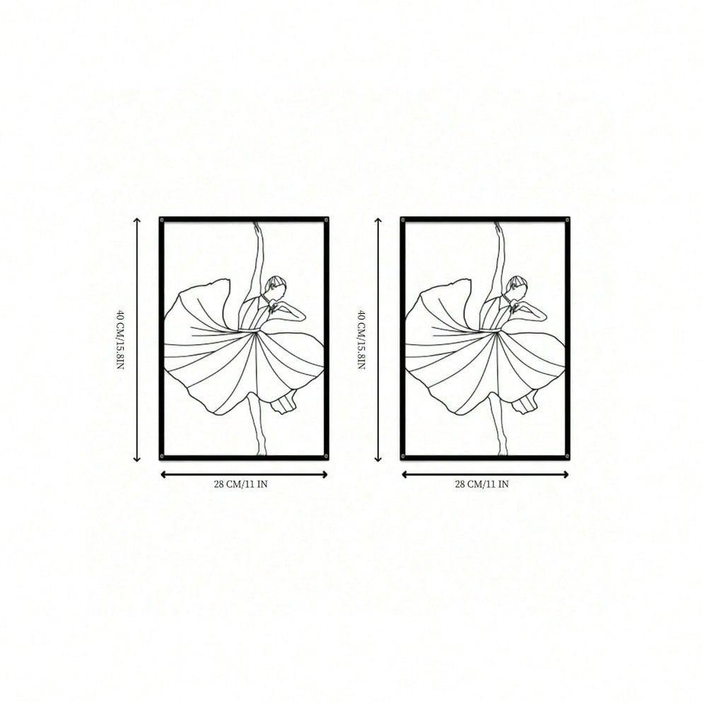 1pc Modern Minimalist Metal Wall Art Abstract Female Dancer Line Art Iron Sculpture for Living Room Bedroom Studio Home Decor