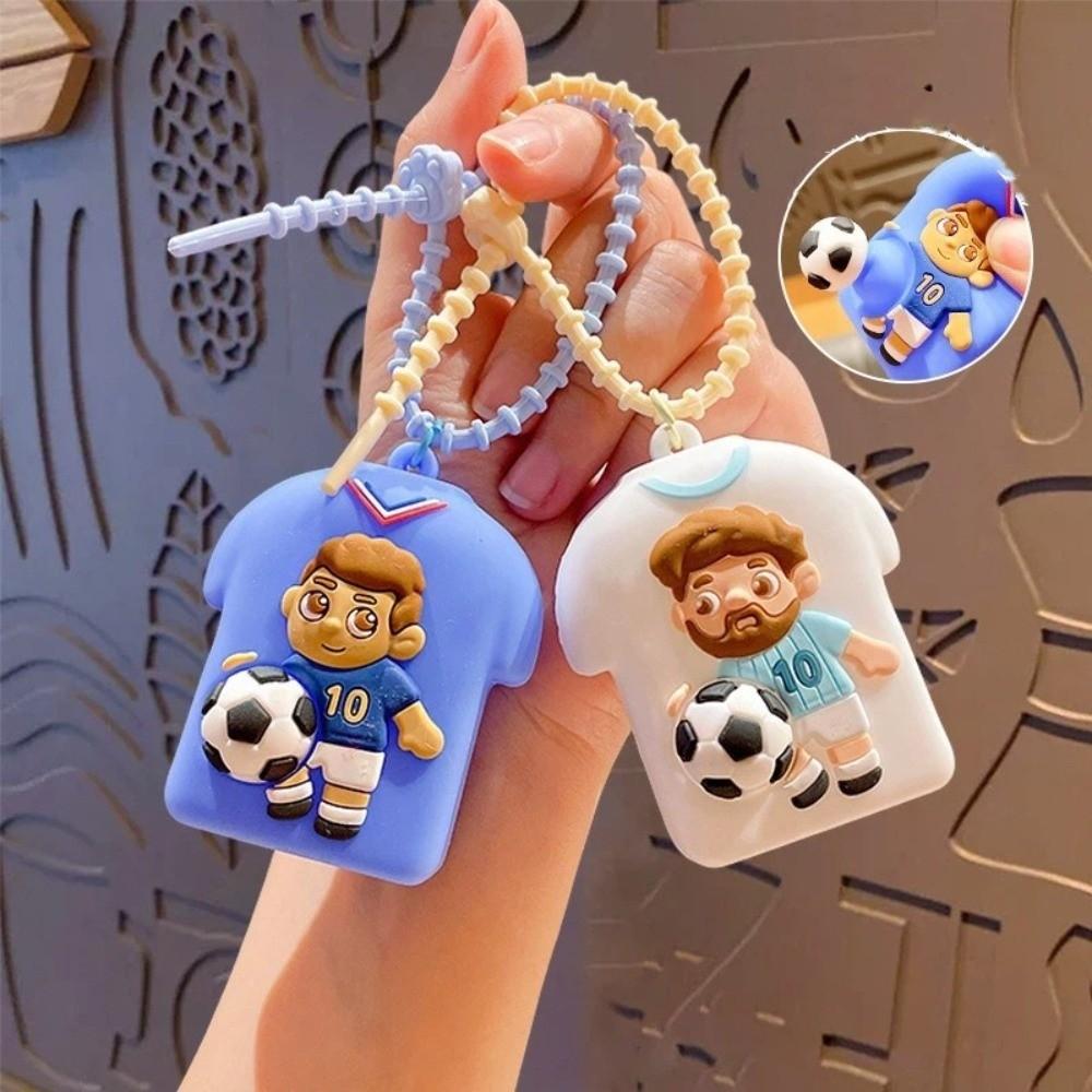 Silicone Football Keychains Sports Themed Soccer Player Keychain Charm Commemorative Gift