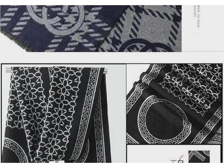 2024 Men's Brushed Imitation Cashmere Scarf - British Style, Business Casual, Autumn/Winter Accessory