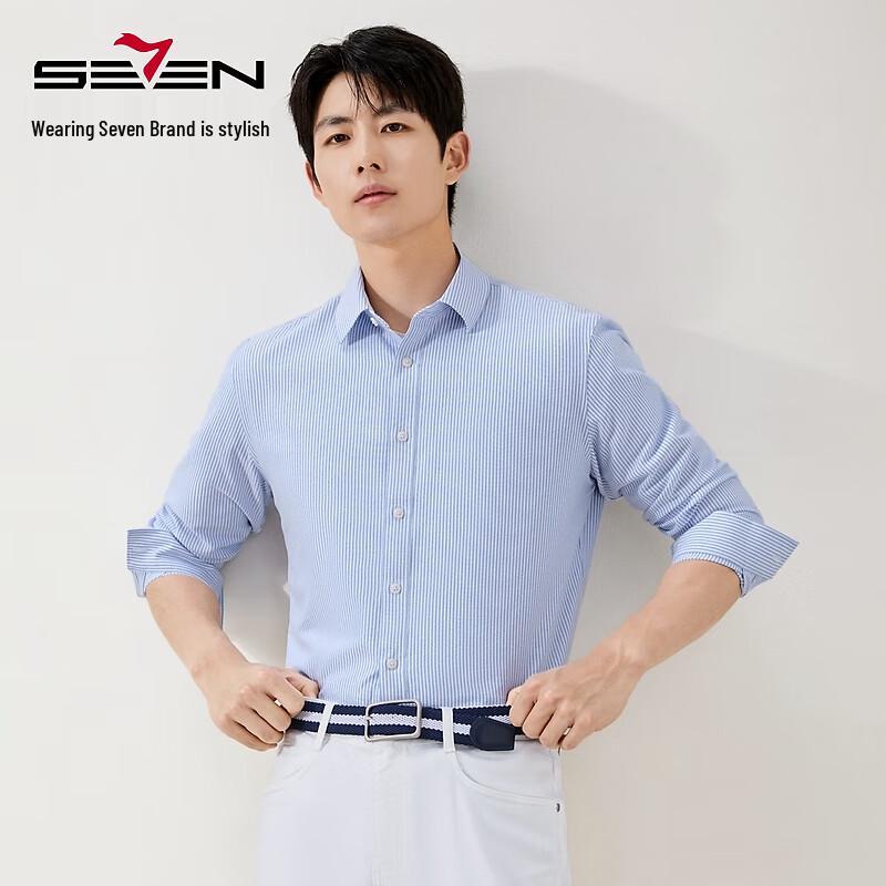 Septwolves Men s Oxford Striped Long-Sleeve Shirt 40