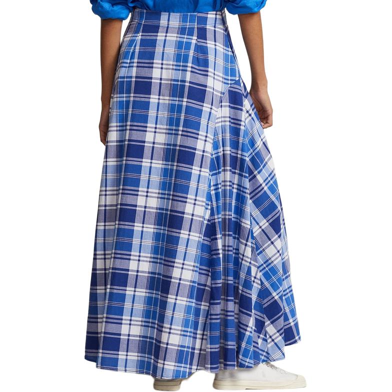 Polo Ralph Lauren SS24 Plaid A-Line Long Casual Skirt Women Skirts Multicolor WMPOSKTNDR20095-400