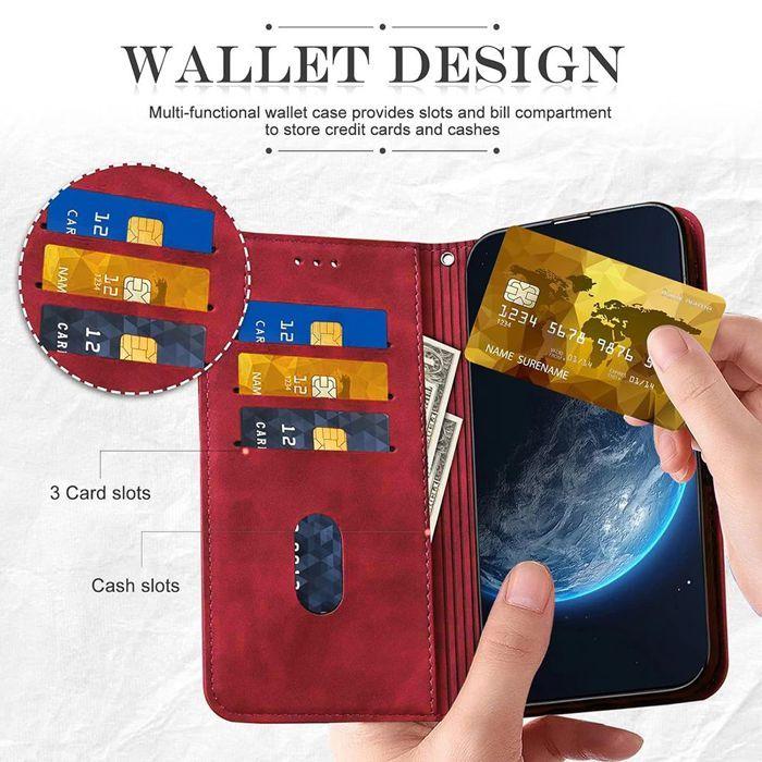 Coque de Protection - BOOLING - Samsung Galaxy A17 5G/4G - Cuir PU Rouge - Anti-Rayures - 2 Vitres