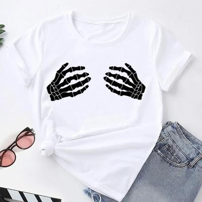 Skull Hands 3D Print Women T-shirts Summer Gothic Clothes Casual Round Neck Graphic Short Sleeve T-shirt Fashion Unisex Streetwear