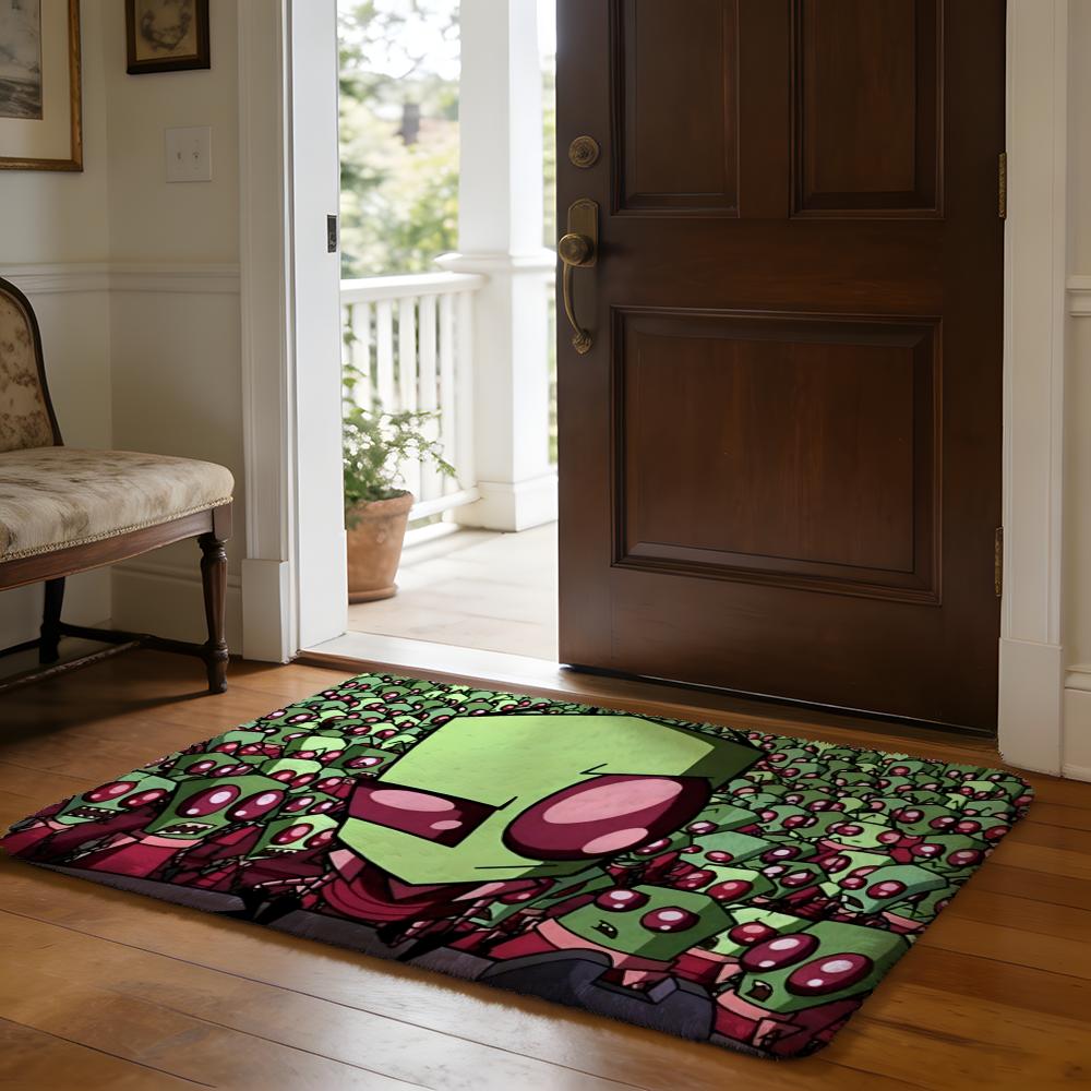 LInvader Zim Anime Floor Mat Soft Flannel Absorbent Mat Non-Slip Rug Home Bedroom Bathroom