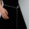 Adjustable Metallic Waist Belt Chain Necklace Adorned with Delicate Pearls for Dresses Evening Outfits or Casual Style
