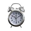 3-inch Retro Silver Ringing Metal Alarm Clock with Night Light - Stylish, Multifunctional Bedside Clock for Students