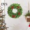 Indoor Outdoor Seasonal Ornament Christmas Garland Wall Sticker, Pine And Cypress Branch Decal with Red Berries & Peel Stick Cones, Xmas Wreath