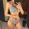 Glitter Sparkling Halter High Leg Cut Bikini Female Swimsuit Women Swimwear Two-pieces Bikini Set Bather Bathing Suit Swim