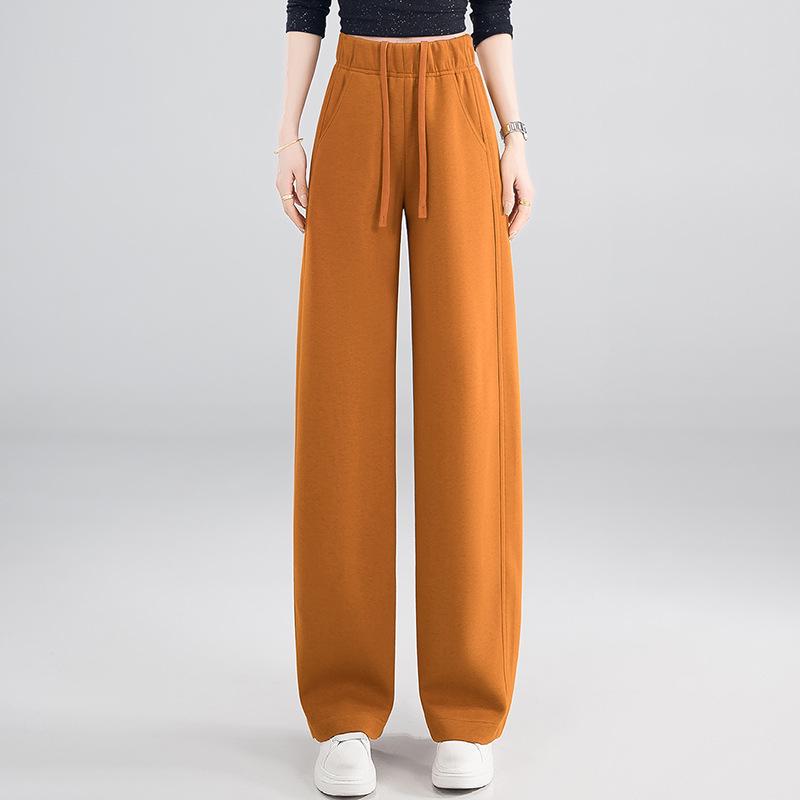 

Women s Stylish Elastic Waist Wide-Leg Pants - Spring/Autumn 2026 Lace-Up Casual Drape 30/2XL (suitable for 125-135 jin) оранжевый