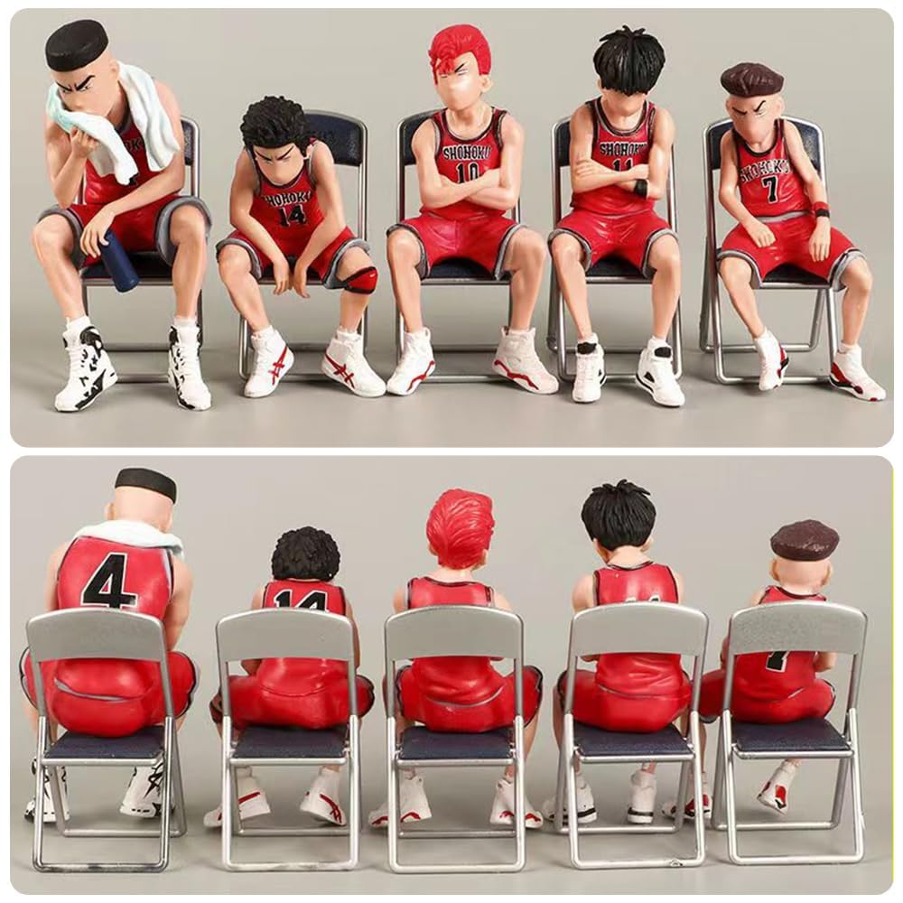 Set of 5 Slam Dunk Figures: Hanamichi Sakuragi, Ryota Miyagi, Hisashi Mitsui, Kaede Rukawa, Model Toy, Car Decoration, Anime Doll, Figure Collection