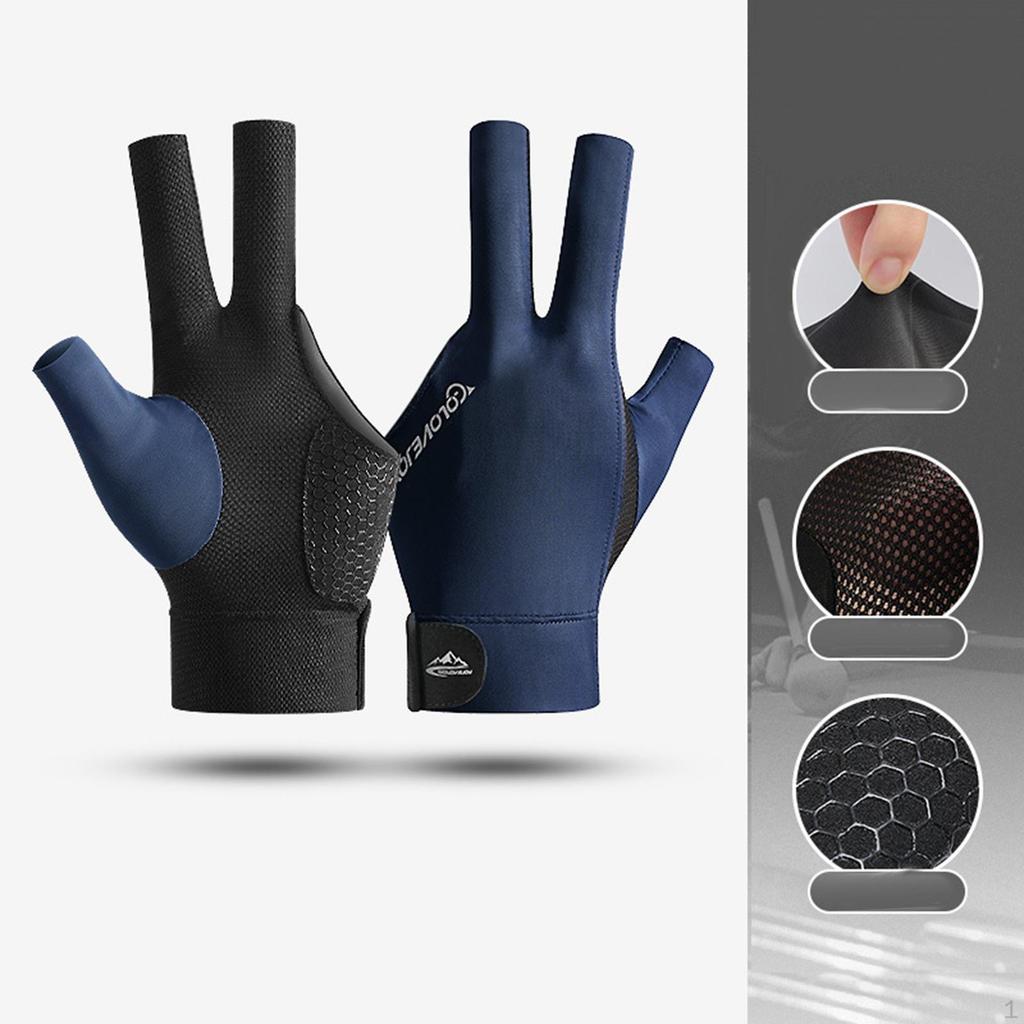 3 Fingers Gloves Pool Left Hand Snooker Indoor Game Anti Slip Elastic Breathable Professional