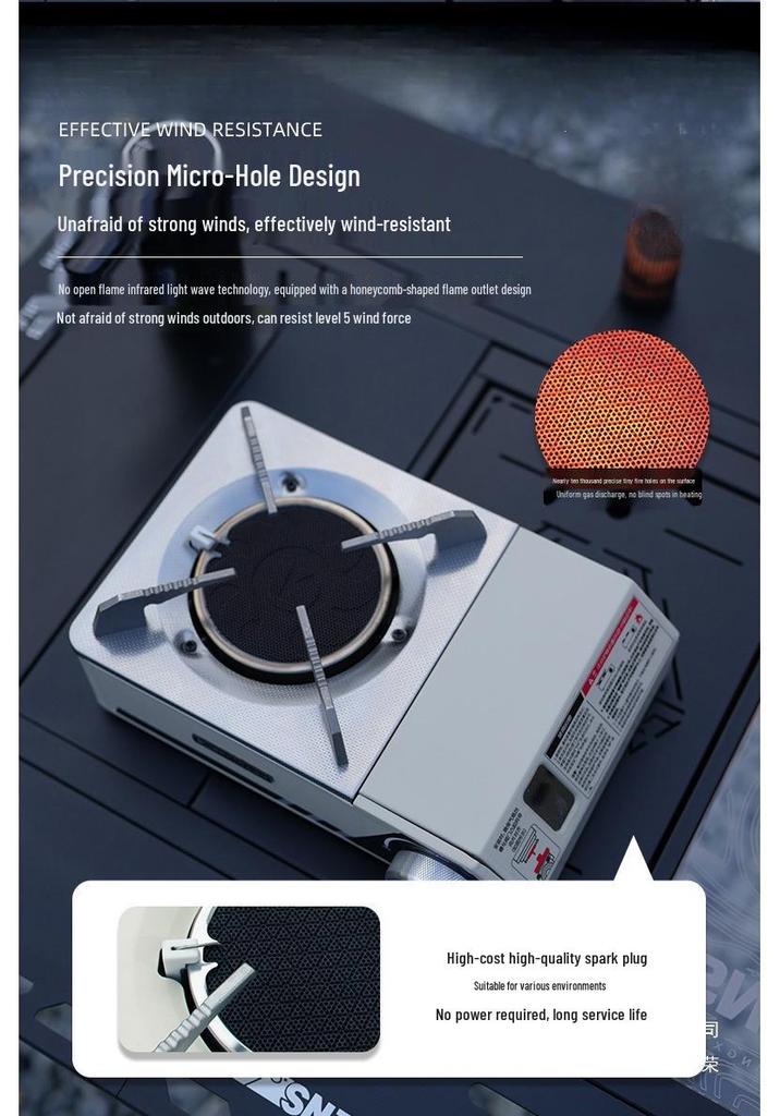 BubiKe Infrared Windproof Portable Gas Camping Stove - Explosion-proof & Energy-saving for Outdoor and Household Use