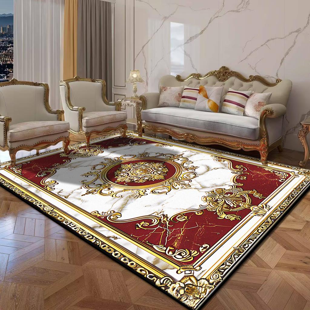 Retro European Style Bedroom Carpet Washable Room Decoration Aesthetic Light Luxury Lounge Rug Non-slip Coffee Tables Mat Room