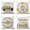 45x45cm Bee Sunflower Pillowcase Spring Cotton Linen Home Living Room Sofa Decoration Cushion Cover