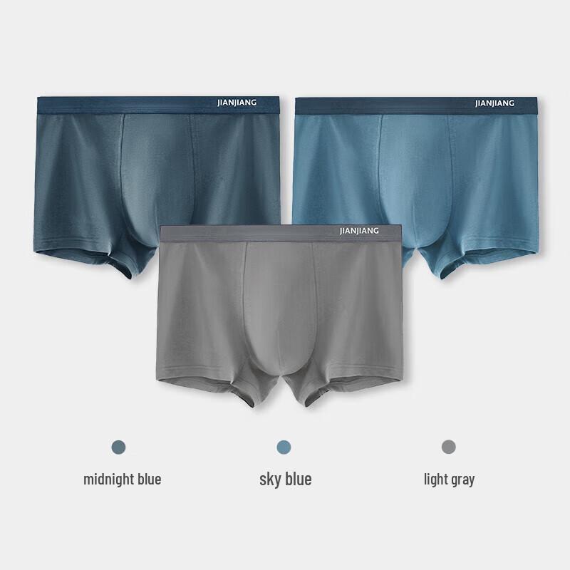 Jianjiang Men's 7A Antibacterial Pure Cotton Boxer Briefs (3-Pack)