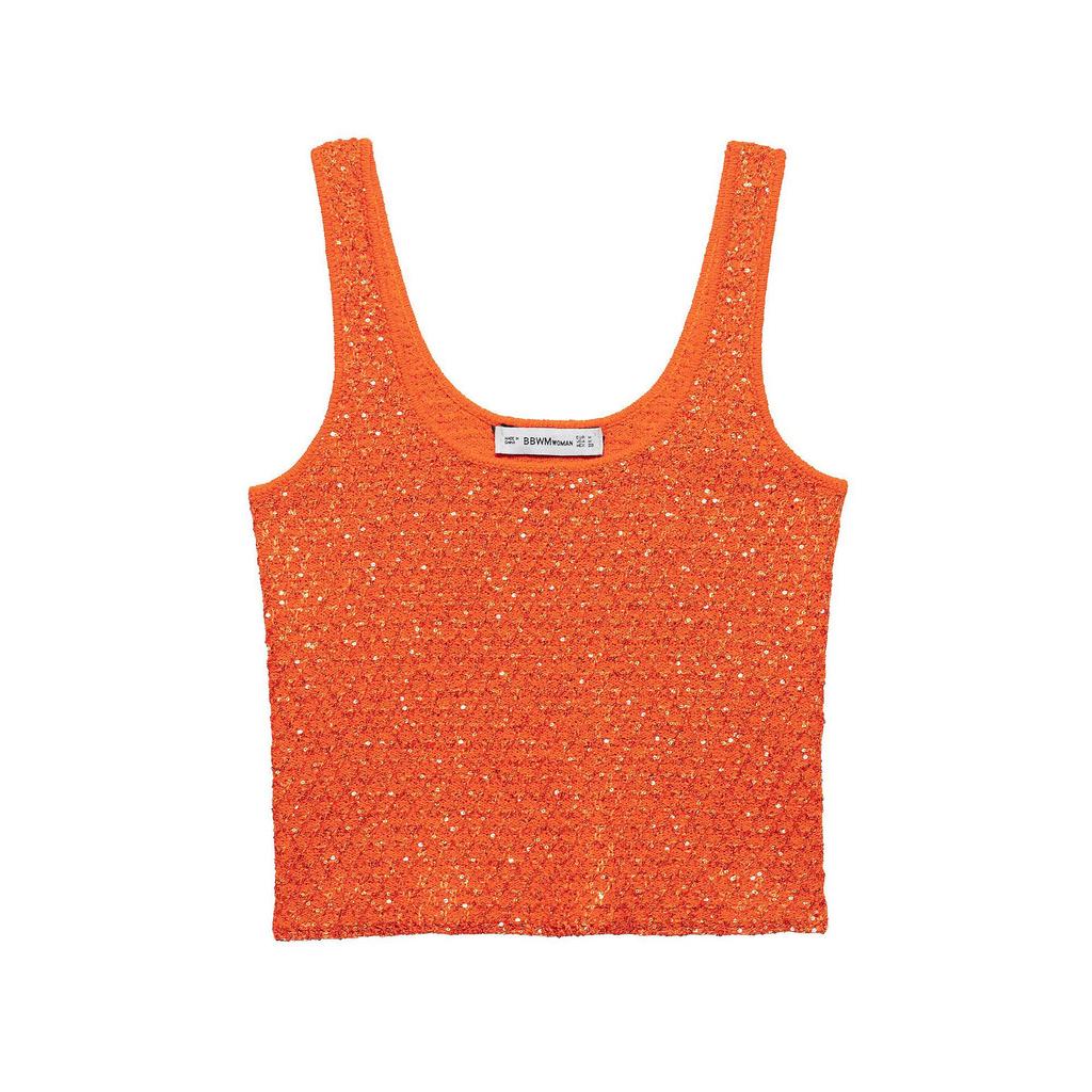 European Style Sequin-Embellished Knit Camisole & Cardigan Two-Piece Set
