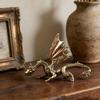 Vintage Winged Dragon Brass Ornaments Copper Dragon With Wing Figurine Collectible Bronze Carved Sculpture For Desktop Decor