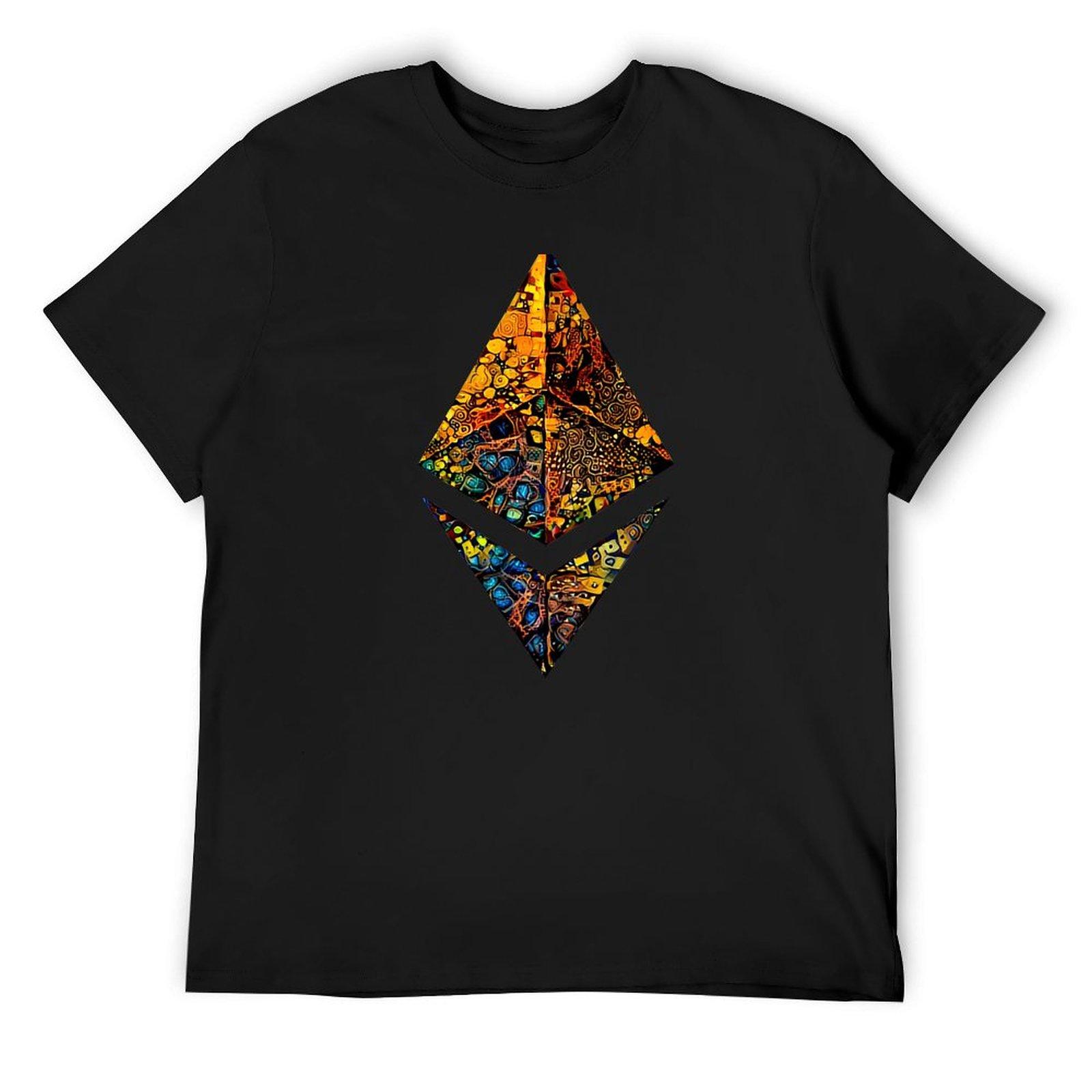 

Gold leafed ETH crypto, Etherium logo. T-Shirt boys whites man t shirt rapper graphic tees summer top plus size men clothing 4XL