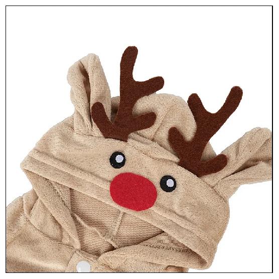 Reindeer One-Piece Four-Legged Pet Outfit for Small To Medium Dogs Christmas Theme Pet Clothes