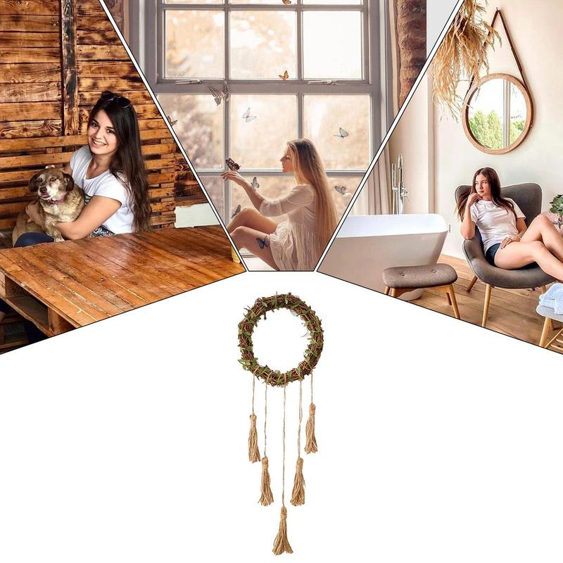 Witch Bells Wind Chime Wreath Rustic Pendant Bell Ornament Hanger For Garden Living Room Home Bedroom Wall Outdoor