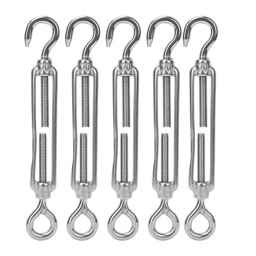 5Pcs 304 Stainless Steel Wire Rope Tension Tensioner Hook & Eye Turnbuckle for Indoor Outdoor(M6 )