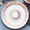Nordic Exquisite Gold Plated Striped Ceramic Plate Villa Restaurant Western Tableware Dessert Salad Steak Plate Kitchen Utensils