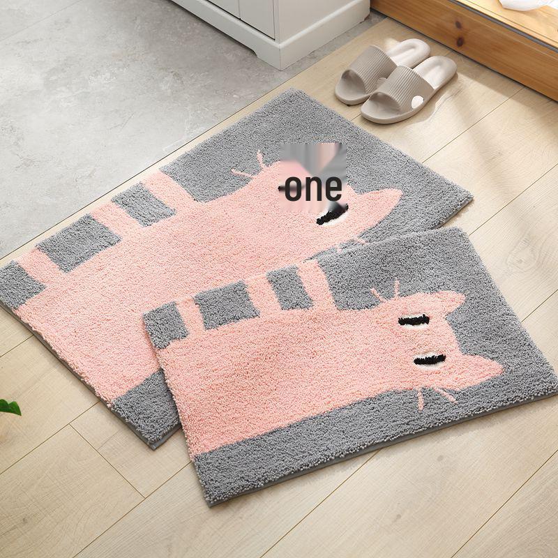 Cartoon Jacquard Non-Slip Floor Mat - Absorbent Foot Pad for Entrance, Bathroom, Bedroom, or Kitchen