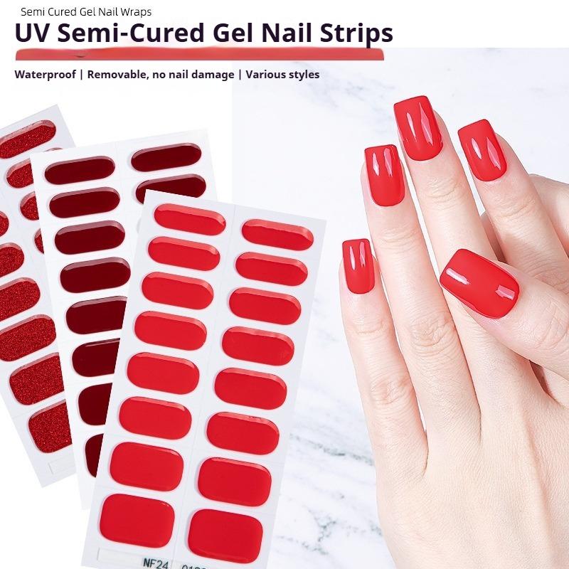 Adesivi per Unghie in Gel Semi-polimerizzati Glitterati Adesivi per Unghie UV Unghie in Gel Adesivi per Unghie Polimerizzabili con Luce UV