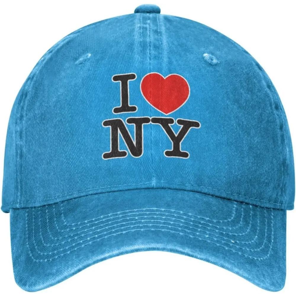 I Love New York Denim Baseball Cap Cotton Washed Adjustable Unisex Cool Dad Hat Sports Outdoor Cowboy Hat One Size