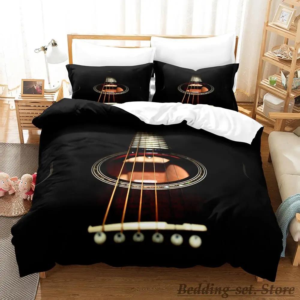 Music Guitar Bedding Set Single Twin Full Queen King Size Anime Duvet Cover for Adult Kid Bedroom