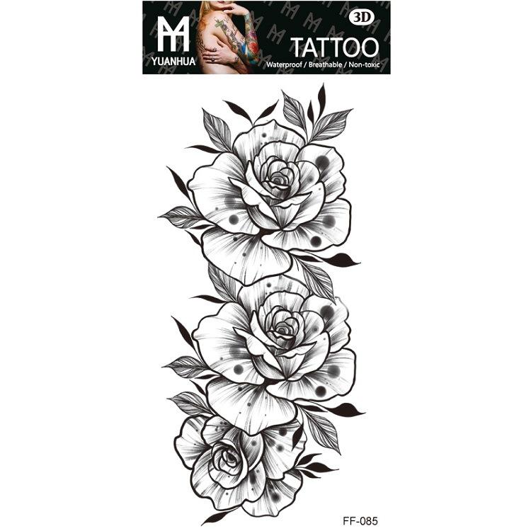 Plain Flower Bohemian Blue Rose Mermaid Waterproof Tattoo Sticker Simulation Water Transfer Sample Sticker