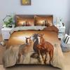 3D Horse Duvet Cover King Queen Size Black White Thoroughbreds Bedding Set For Teens Adults Animal 2/3pcs Polyester Quilt Cover