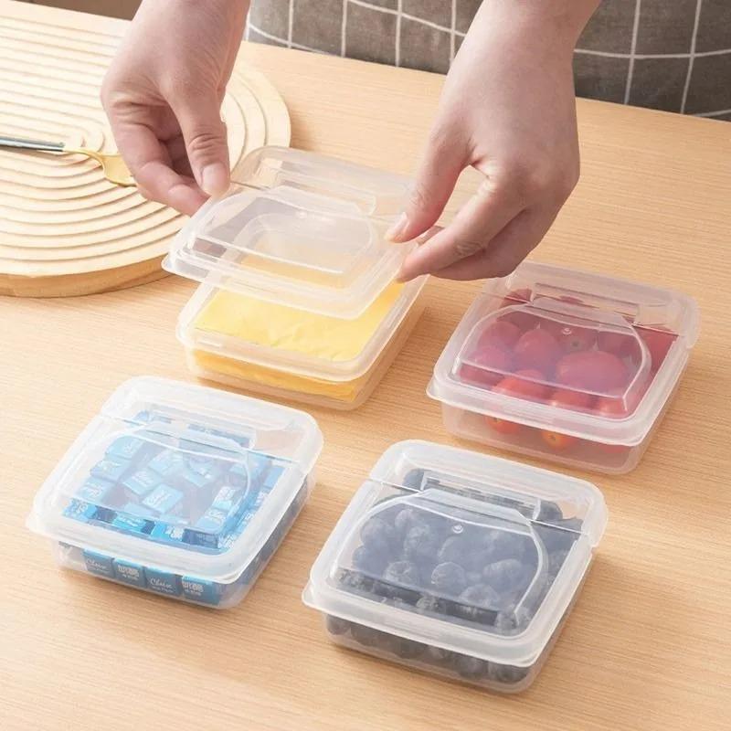1/10pcs Butter Cheese Storage Box Transparent Kitchen Refrigerator Box Fruit Vegetable Fresh-keeping Organization Cases