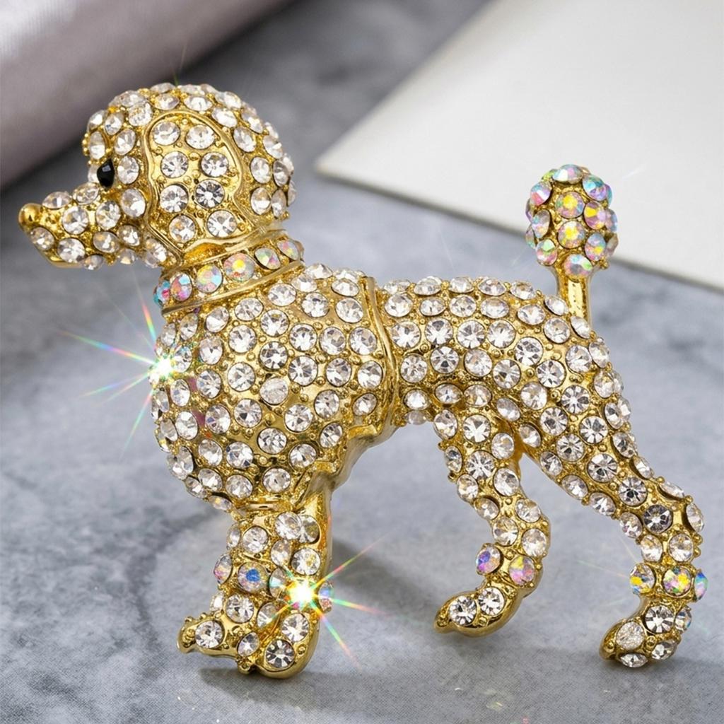 Diamond-studded Puppy Brooch - Cute and Charming Animal Pin