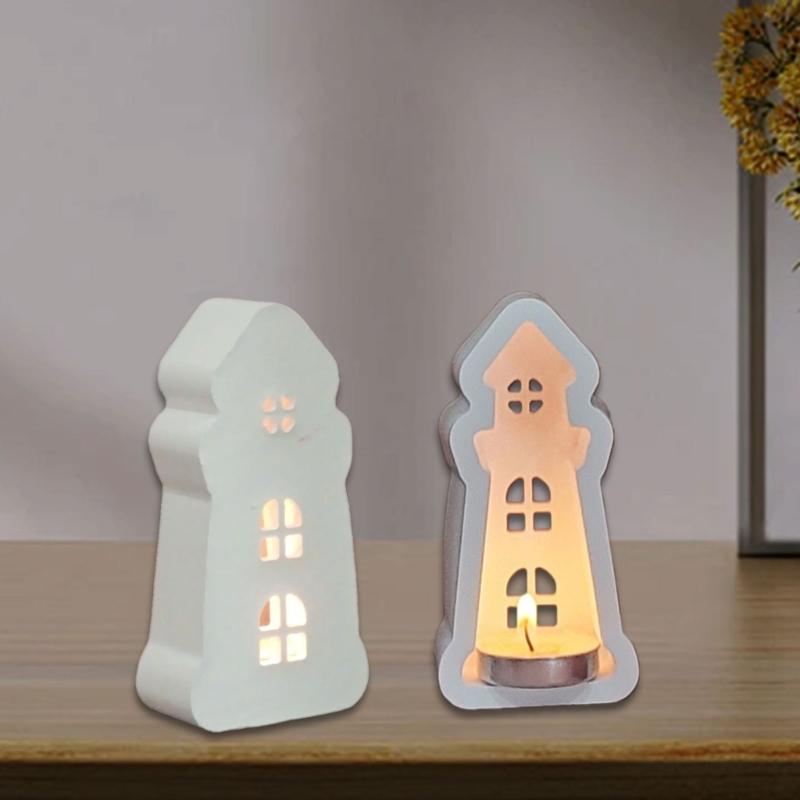 Lighthouse Silicone Candle Stand Molds for Candlestick Tealight Holder Gypsum Decoration Epoxy Resin Silicone Molds