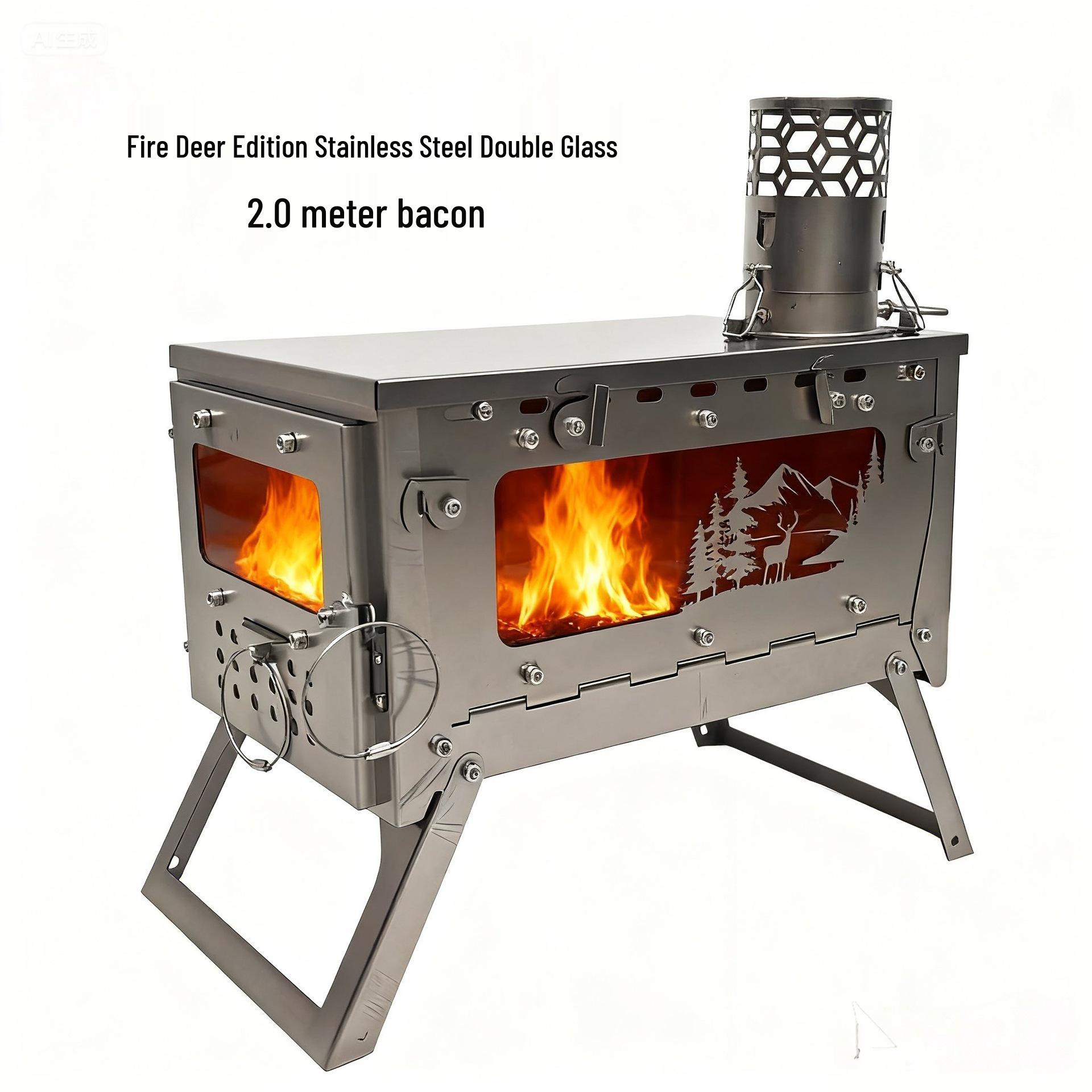 Foldable Stainless Steel Firewood Stove for Outdoor Camping and Hiking