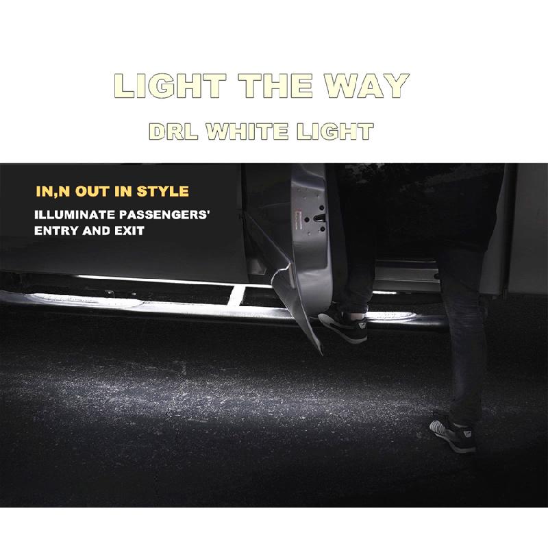 2 X 24" Running Board Side Step Led Light Amber White Turn Signal Drl Strip Bar