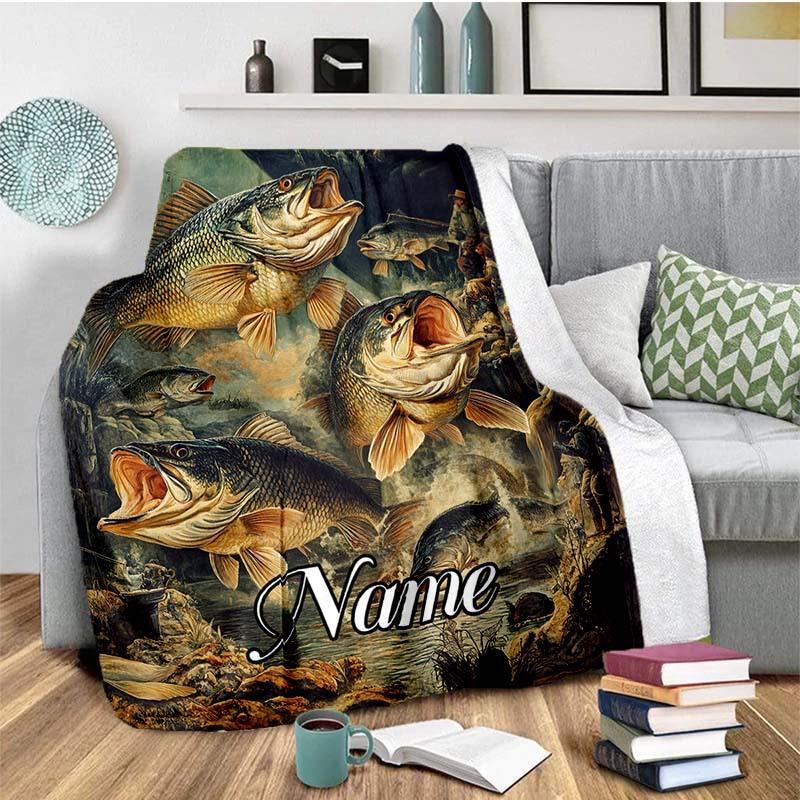 Fish Jump Out Customize Your Name Blanket Used For Chair Office Sofa Bed Camping Soft And Warm Giving Friends And Relatives Birthday Graduation Gift