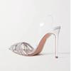 Summer New Pointed High Heels Transparent Rhinestone Bag Head Sexy Fashion Sandals Slippers Women