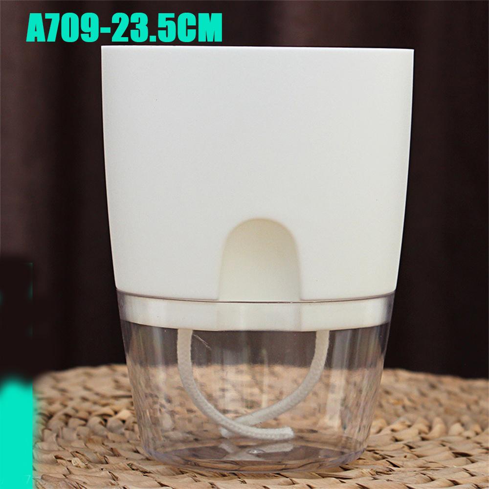 

Прозрачный двухслойный пластиковый цветочный горшок, самополивающийся цветочный горшок, хлопковая веревка для полива, небольшой цветочный горшок с инъекционным портом 23.5CM белый