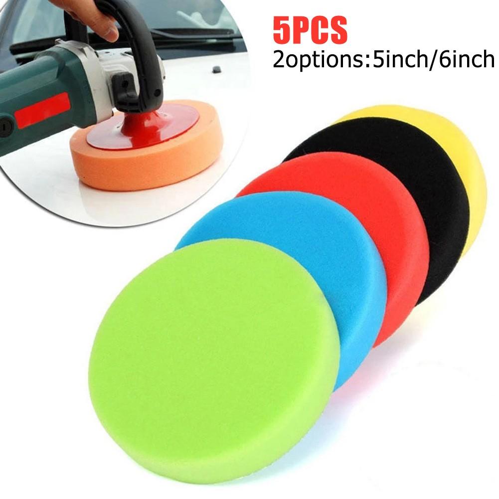 Sponge Pads Tool Sponge Polishing Pads 150mm/6inch 5* 5pcs Foam Buffing Round Flat Polishing Set Sponge Useful