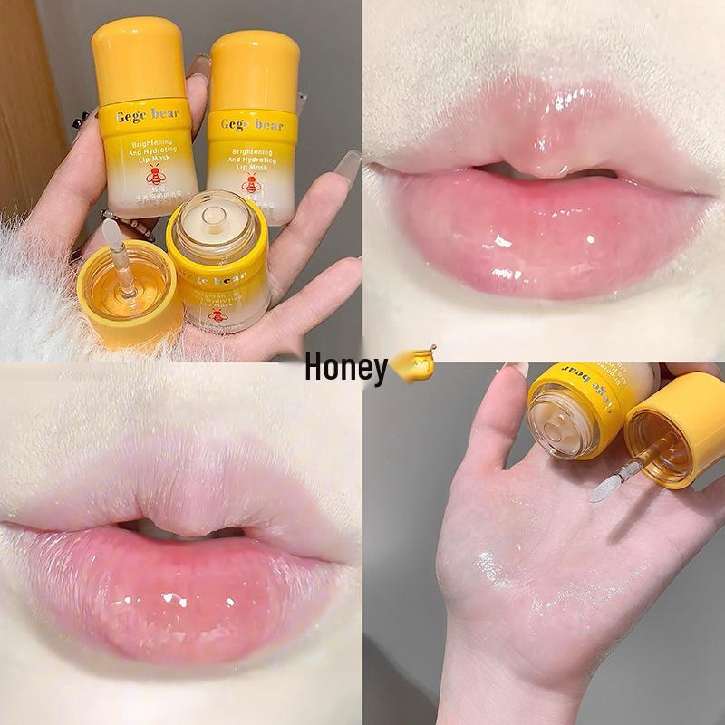 Gege Bear Lip Mask: Brightening & Hydrating, Colorless Transparent Base, Autumn/Winter Moisturizing Makeup Lip Balm for Women.