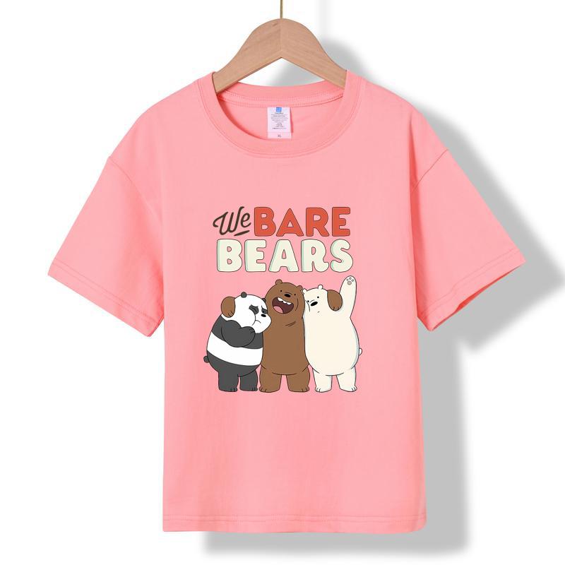 XH71 MINISO 2026 Summer New We Bare Bears Printed Cotton Round Neck T-shirt for Children Aged 1-16, Boys and Girls