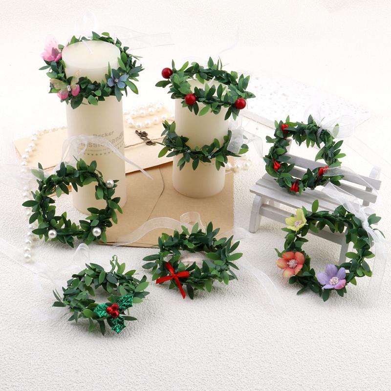 10 Pcs Drip Protection Communion Candle,Candle Rings Small Artificial Wreaths Drop Catcher For Candles