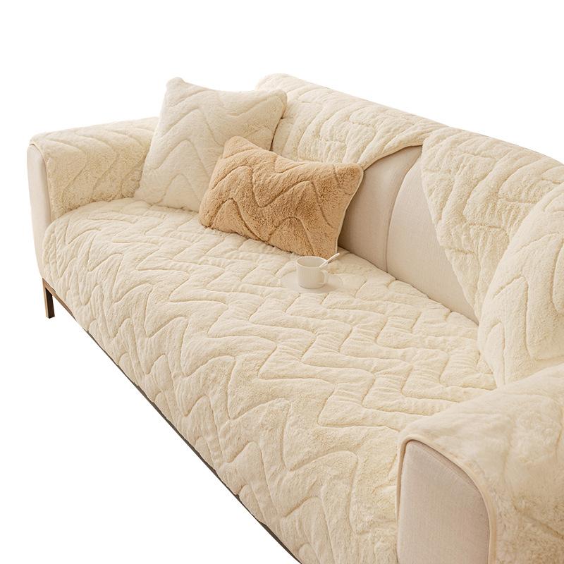 Sofakissen Winter Verdickter Winter Sofabezug High-End-Maschine Kaninchen Plüsch Sofa Handtuch Rutschfestes Handtuch