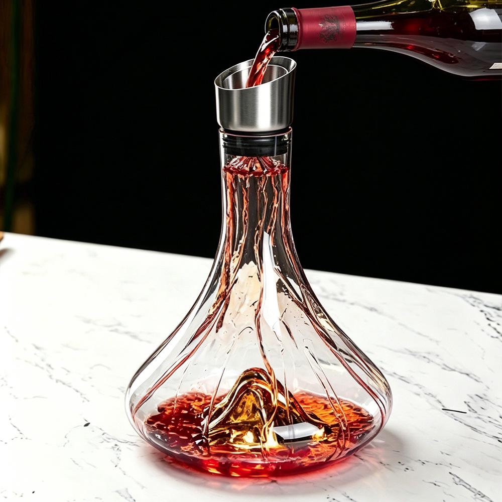 Waterfall Quick Red Wine Decanter - European Glass Wine Pot with Creative Mountain Design & Filter