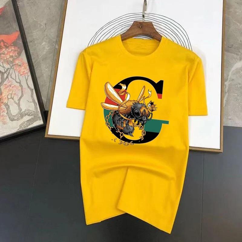 

Роскошная футболка с принтом бренда King Bee, оверсайз, футболка Харадзюку, мужская летняя хип-хоп уличная одежда, 100% хлопок, свободный топ, футболки S