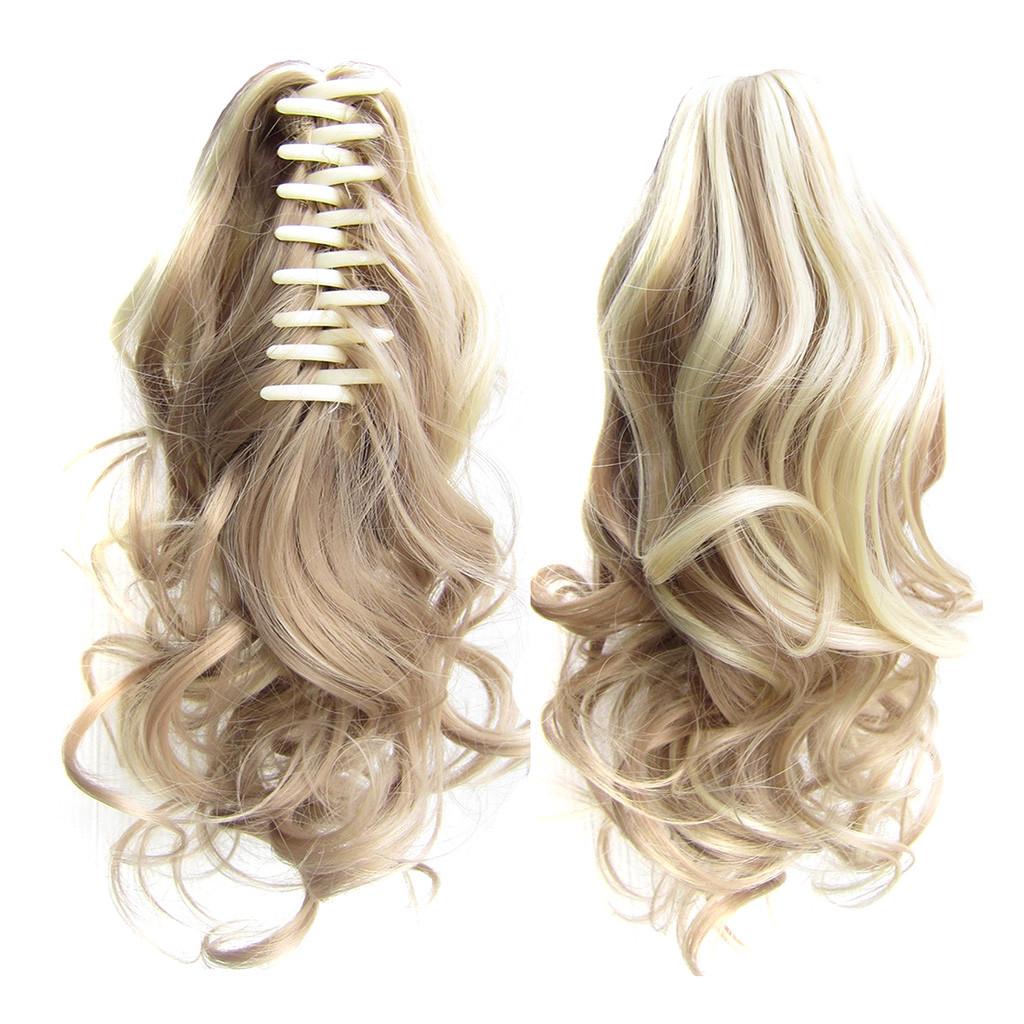 Langes Haar, Dutt, Perücke, Pferdeschwanz, matt, Hochtemperatur-Seidenfaser, Krallenklammer, 43,2 cm