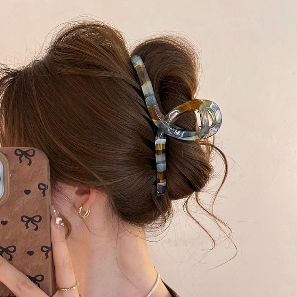 1PC Retro Color Blocking Hair Claw for Women Temperament Hair Decorate Lady Shark Clip Hair Clip Fashion Hair Accessories